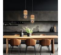 Suspension Holzleuchte Lampe Suspendue Rétro Lampe de Salon Table En 2er Set