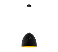 Suspension HUNNINGHAM E27 1X60W en acier noir et or D405mm