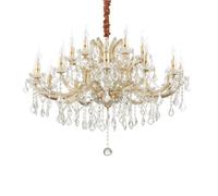 Suspension - IDEAL LUX - NAPOLEON SP18 - Métal chromé/doré - Verre soufflé & cristal biseauté - Hauteur réglable 90-170 cm