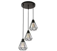 Suspension industrielle à 3 lumières, plafonnier encastré avec abat-jour cage en métal noir, éclairage suspendu vintage pour cuisine, îlot, salle à manger, couloir