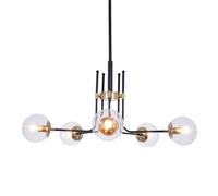 Suspension Industrielle à 5 Lampes en Fer et Verre, 61 cm, pour Salon, Salle à Manger