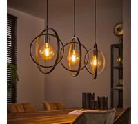 Suspension industrielle métal anneaux croisés 3 lampes BONY.