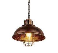 Suspension Industrielle rétro américaine à tête Unique Couvercle Fer forgé, plafonnier en métal Noir avec Base E27 pour café, Table Bar, Magasin vêtements, Salon de Coiffure (Laiton)