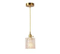 Suspension industrielle rétro, lampe suspendue vintage en laiton avec abat-jour cylindrique en verre, luminaire E27, lustre de plafond en cuivre, lampes à suspension de décoration intérieure Full of