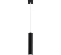 SOLLUX lighting Lagos 1 Suspension Plafonnier | Design Moderne avec Abat-jour Cylindrique, Style Industriel | Ampoule GU10 Remplaçable, 1 x 40 W | Acier Peint par Poudrage, Noir, 8 x 8 x 100 cm