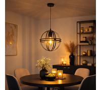 Suspension plafonnier suspension design boule en métal clair noir D 20 cm