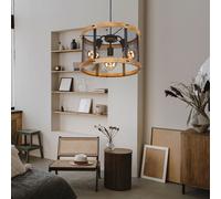 Suspension Lampe À Pendre 3 Flammes Lampe De Salle À Manger Aspect Bois H 120Cm