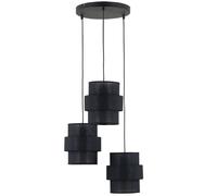 Suspension Lampe À Pendre 3-Flammes Tissu Métal E27 Réglable Noir Table À Manger
