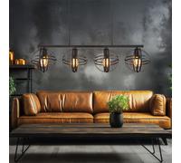 Suspension Lampe À Pendre 4 Flammes Noire Lampe De Salon H 120Cm