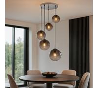 Suspension Lampe À Pendre Boule En Verre Fumée 5 Braises Lampe De Salle À Manger