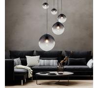 Suspension Lampe À Pendre Boule En Verre Fumée 5 Braises Lampe De Salle À Manger