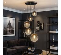 Suspension Lampe À Pendre Boule En Verre Fumée 5 Braises Lampe De Salle À Manger