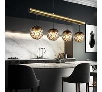 Suspension Lampe À Pendre Fumée 4 Flammes Doré Hauteur Réglable