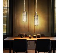 Suspension LED lampe suspendue plafonnier lampe de salon guirlande lumineuse décorative, corde de chanvre verre couleur fumée, blanc chaud 3000K, H 174 cm, lot de 2