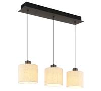 Suspension Lampe À Pendre Plafonnier LED Noir Chrome Lin Crème H 180 Cm