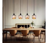 Suspension Lampe à suspendre Salle à manger 4 flammes Lampe de salon, noir, verre fumé, 4x E14, LxlxH 80,8 x 15 x 120 cm