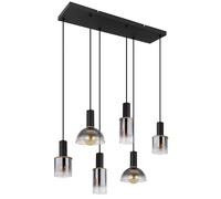 Suspension lampe à suspension lampe de salle à manger lampe de salon, verre métallique couleur fumée, 6x douilles E27, LxlxH 77x33x120 cm