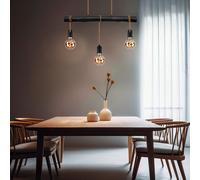 Suspension Lampe à Suspension Réglable en Hauteur Poutres en Bois Noir H 120cm