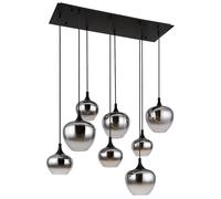 Suspension Lampe à suspension Salon Lampe à suspension Salon Lampe de table à manger Abat-jour en verre fumé, métal noir, douilles 8x E27, LxlxH 105x45x120 cm