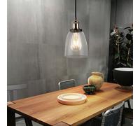 Suspension Lampe Abat-Jour Lampe Suspendue Métal Verre Transparent Noir E27