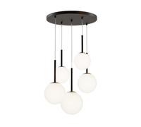 Suspension Lampe B: 45 Cm H: Max. 2,2 M Réglable Métal Verre 5x E14