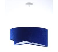 Suspension Lampe Bleue Blanche E27 D: 50 Cm Tissu Velours Optique Salon