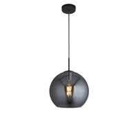 Suspension Lampe Boule Ø 30 Cm Fumé E27 Verre Métal Design Rétro
