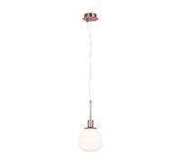 Suspension Lampe Boule E14 D: 15 Cm Ronde En Laiton Blanc Métal Verre