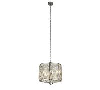Suspension Lampe Chrom Clair Ø 38Cm 3X E14 Cristal Verre Métal Art Déco