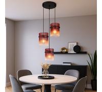 Suspension Lampe De Chambre En Verre Rouge Noir LED H 140 Cm