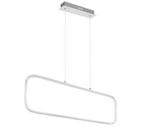 Suspension lampe de chambre moderne argent suspension opale, cadre LED rectangle, métal mat, LED 24W 1400lm 3000K blanc chaud, LxlxH 80x10x120 cm