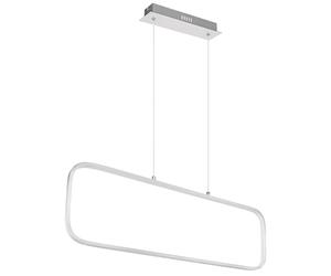 Suspension lampe de chambre moderne argent suspension opale, cadre LED rectangle, métal mat, LED 24W 1400lm 3000K blanc chaud, LxlxH 80x10x120 cm