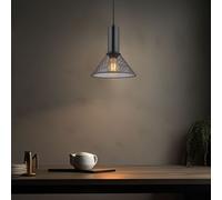 Suspension lampe de table à manger de salon noir Suspension industrielle, maille métallique, 1x E27, DxH 21x120 cm