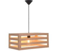 Suspension Lampe de plafond deco cagette en bois naturel compatible LED E27 Naturel G