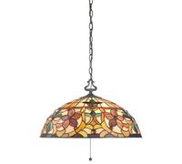 Suspension Lampe De Plafond Tiffany En Verre Métal D 50,8 Cm Bronze