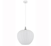 Suspension lampe de salle à manger 1xE27 verre blanc à motif chromé