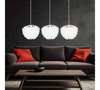 Lampe suspendue, blanche, lampe de cuisine suspendue Lampe suspendue, chambre à coucher, 3 flammes, feuilles décoratives, moderne, métal, 3 douilles E14, HxLxP 120x101x26 cm