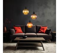 Suspension Lampe De Salle À Manger 3 Flammes Rétro En Verre 120 Cm