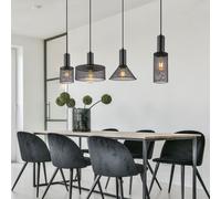 Suspension Lampe De Salle À Manger 4x E27 Noir Grille Métal L 110 Cm