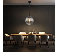 Suspension boule noire suspension table à manger verre fumé suspension verre rétro, réglable en hauteur, effet étoile, 1x douille E27, DxH 25x120 cm