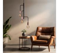 Suspension cuivre noir suspension à 3 lampes rétro, métal, 3x douilles E27, DxH 28x172 cm