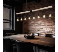 Suspension Lampe De Salle À Manger En Bois Cage Métal Noir 8 Flammes