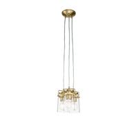 Suspension lampe de salle à manger en laiton acier verre clair à 3 lampes E27