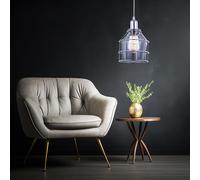 Suspension Lampe De Salle À Manger En Verre Chromé 1 Flamme Tressé H 124 Cm