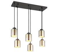 Suspension, plafonnier, verre noir, chrome, 6 lumières, L 83 cm