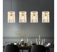 Lampe suspendue tiges de verre lampe de salle à manger plafonnier lampe de salon or, opale claire, métal, 4x douille E27, H 140 cm