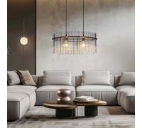 Suspension Lampe De Salle À Manger En Verre Fumé Noir 2X LED Rétro