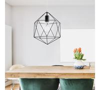 Suspension métal noir Vintage Lampe à suspendre Salon Plafonnier design cage, forme grille, 1x E27, DxH 25x100 cm