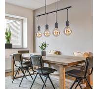 Suspension, lampe de table à manger, suspension industrielle, salon, 4 lampes, métal gris antique, 4x E27, LxH 90x120 cm