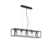 Suspension, lampe de salle à manger, hauteur réglable, métal noir, H 95 cm